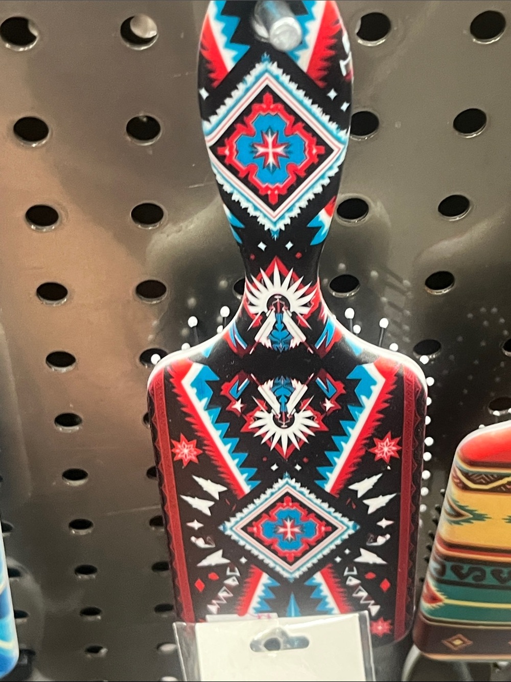 Stylish Black & Red Aztec Paddle Brush